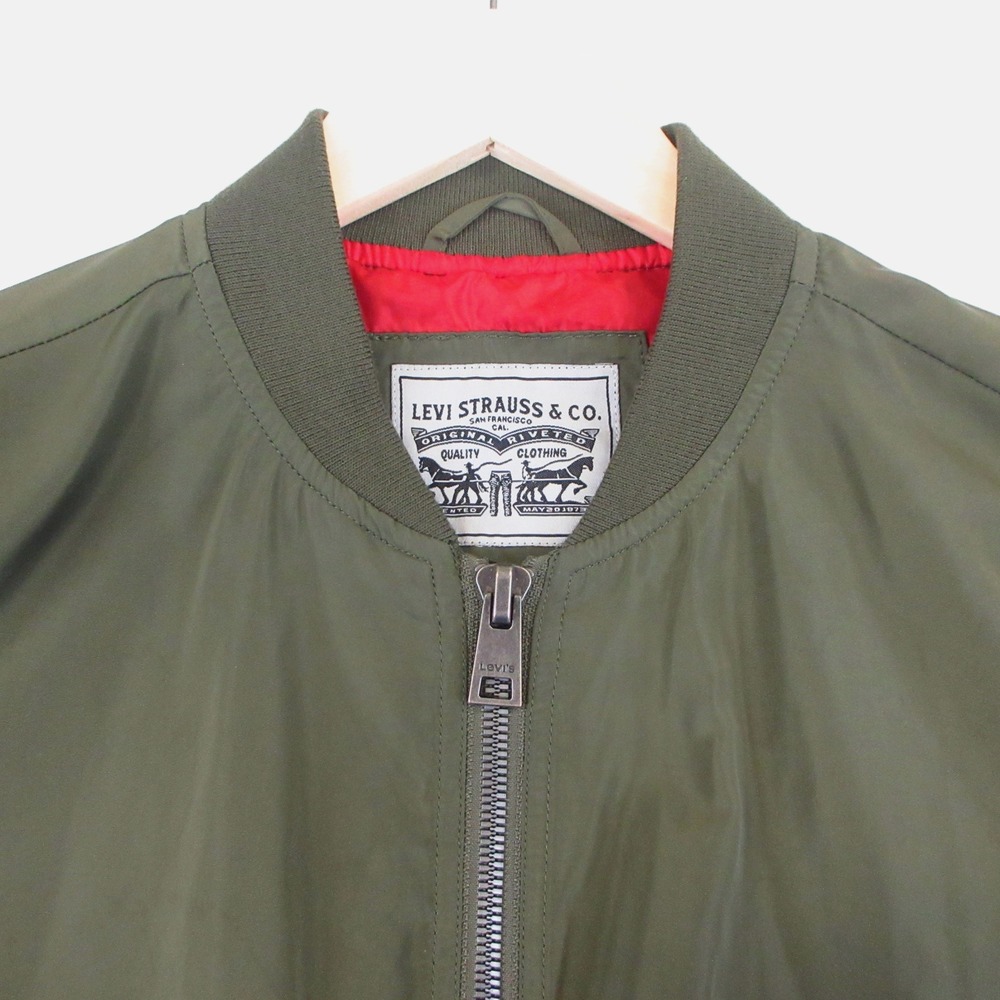Levis Bomber Jacket Womens L Green MA-1 Style Zip Up Utility Lightweight EUC - Picture 3 of 12